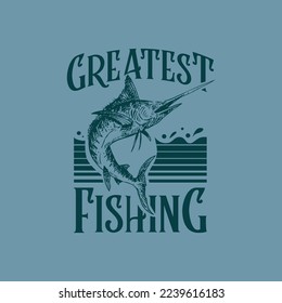 Gretest Marlin Fishing logo with vintage style