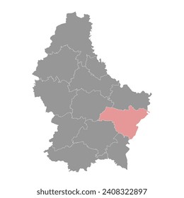 Kantonskarte Grevenmacher, Verwaltungsabteilung von Luxemburg. Vektorgrafik.