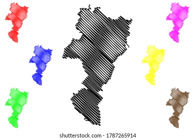 Grevenmacher District (Grand Duchy of Luxembourg) map vector illustration, scribble sketch Grevenmacher map