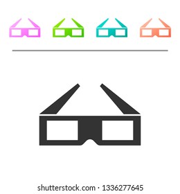 Grey 3D cinema glasses icon isolated on white background. Set icon in color buttons. Vector Illustration