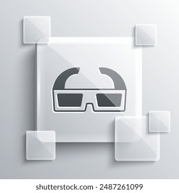 Grey 3D cinema glasses icon isolated on grey background. Square glass panels. Vector