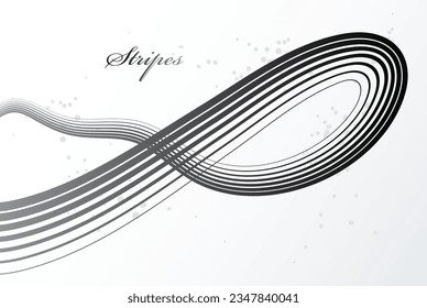 Grey 3D lines in motion dimensional vector abstract background, elegant curvy light stripy design element, template for banner or poster and other ads.