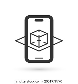 Grey 3d modeling icon isolated on white background. Augmented reality or virtual reality.  Vector