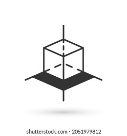 Icono de modelado 3d gris aislado en fondo blanco. Realidad aumentada o realidad virtual.  Vector