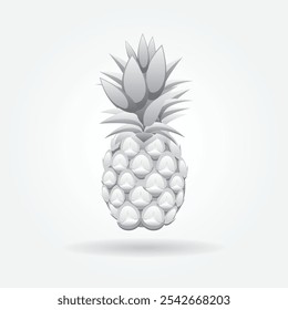 grey 3d pineapple fruit seamless pattern on white background