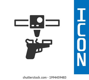 Grey 3D printer gun icon isolated on white background. 3d printing.  Vector