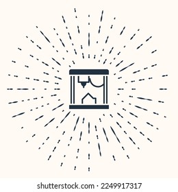 Icono de impresora 3D gris aislado en fondo beige. Resumen de puntos aleatorios de círculo. Vector