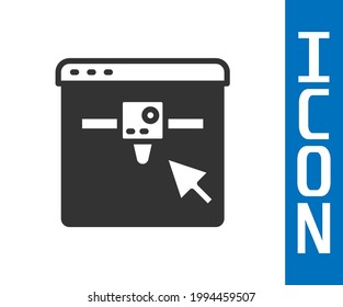 Grey 3D printer setting icon isolated on white background. 3d printing.  Vector