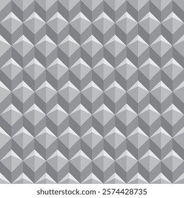 Grey 3d pyramids vector square seamless geometric pattern or texture.