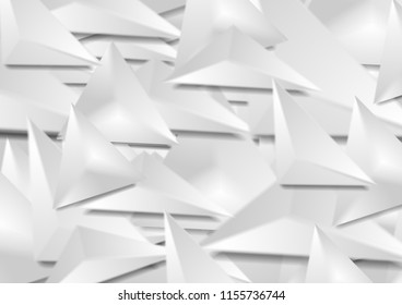 Grey 3d smooth triangles geometric polygonal background. Vector illustration