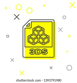 Grey 3DS file document icon. Download 3ds button line icon isolated on white background. 3DS file symbol. Vector Illustration