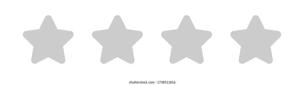 grey 4 stars icon cute isolated on white, cartoon star shape grey, illustration simple star rating symbol, clip art four stars for logo, pentagram star for decoration ranking award, vector