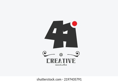 diseño de icono del logotipo de números grises 41 con punto rojo. Plantilla creativa para empresas y empresas