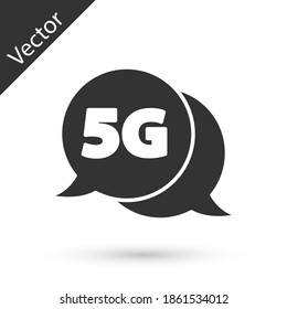 Grey 5G new wireless internet wifi connection icon isolated on white background. Global network high speed connection data rate technology. Vector.
