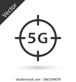 Grey 5G new wireless internet wifi connection icon isolated on white background. Global network high speed connection data rate technology. Vector.