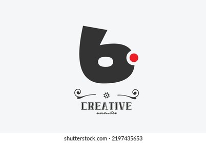 grey 6 number logo icon design with red dot. Creative template for business and company
