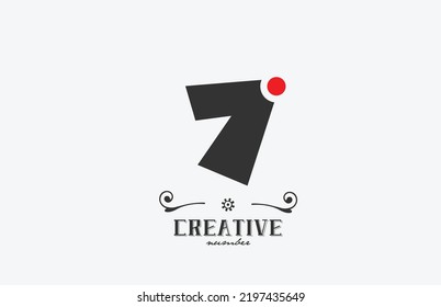grey 7 number logo icon design with red dot. Creative template for business and company