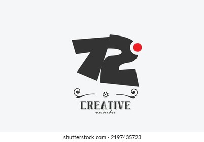 grey 72 number logo icon design with red dot. Creative template for business and company