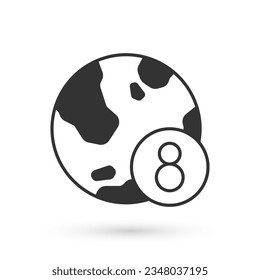 Icono gris 8 de marzo aislado en fondo blanco. Día Internacional de la Mujer Feliz.  Vector