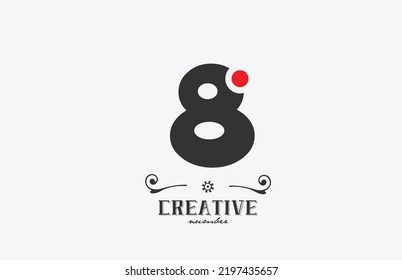 grey 8 number logo icon design with red dot. Creative template for business and company