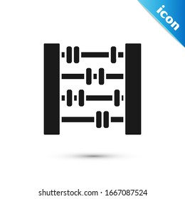 Icono gris abacus aislado en fondo blanco. Marco de recuento tradicional. Signo de educación. Escuela de matemáticas. Ilustración vectorial