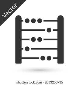 Graues Abacus Symbol einzeln auf weißem Hintergrund. Traditioneller Zählrahmen. Bildungszeichen. Mathematikschule.  Vektorgrafik