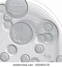 grey abstract 3D bubble pattern with engraved circles in different shades and sizes, vector illustration