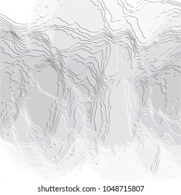 grey abstract 3D pattern with curved lines and light outer area, vector illustration