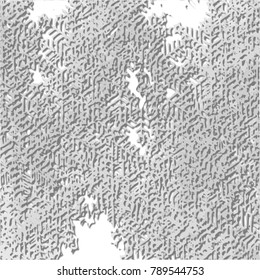 grey abstract 3D stucco structure pattern with grid shaped ornaments on white background, vector illustration