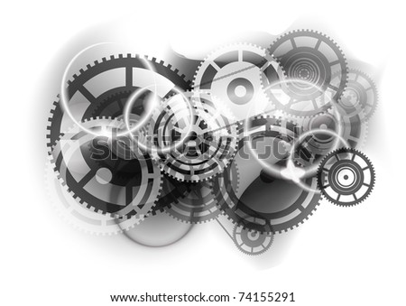 Grey abstract background with cogwheel