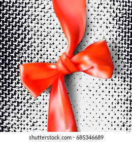 grey abstract background with colorful bright bow on holiday