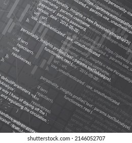 Grey abstract background with digital program code. Programming or development monitor wallpaper
