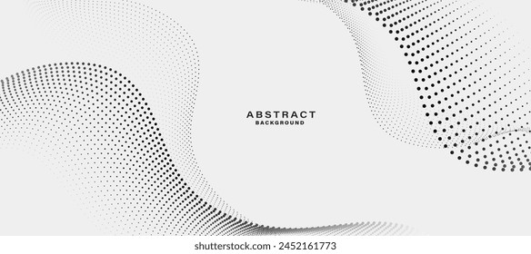 Grey abstract background with flowing particles. Digital future technology concept. vector illustration.