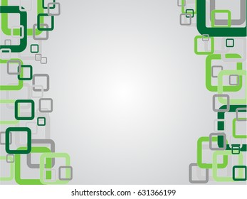 Grey abstract background with frame of green rectangles. Vector illustration. Template for style design
