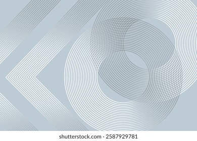  Grey abstract background with white circle lines. White abstract background. Modern circle lines pattern. Minimal lines pattern. Modern futuristic concept. Vector illustration.