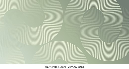 Grey abstract background with white circle lines. Geometric stripe line art design. Minimal lines pattern. Modern futuristic concept. Horizontal banner template