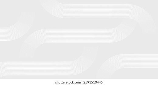 Grey abstract background with white circle lines. Geometric stripe line art design. Minimal lines pattern. Modern futuristic concept.