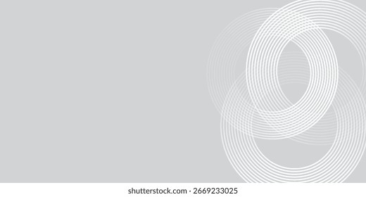 Fondo abstracto gris con líneas de círculo blanco moderno
