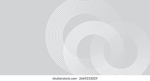 Fundo abstrato cinza com linhas de círculo branco moderno