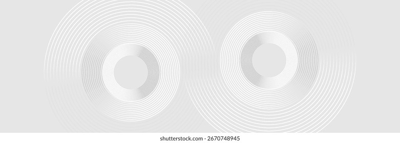 Fondo abstracto gris con líneas blancas del círculo. Diseño geométrico del arte de la línea de la raya. Patrón de líneas mínimas. Concepto futurista moderno.