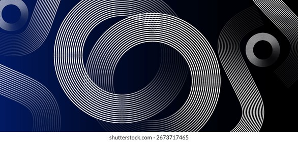 Grey abstract background with white circle lines. Minimal lines pattern. Modern futuristic concept. Vector illustration.