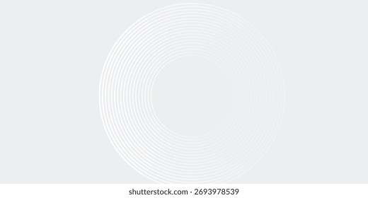 Grey abstract background with white circle lines. Geometric stripe line art design. Minimal lines pattern. Modern futuristic concept. Vector illustration