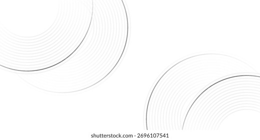 Fondo abstracto gris con líneas blancas del círculo. Diseño geométrico del arte de la línea de la raya. Patrón de líneas mínimas. Concepto futurista moderno. Plantilla Horizontal de Anuncio. Traje para el cartel, cubierta, Anuncio