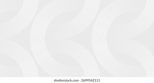 Grey abstract background with white circle lines. Geometric stripe line art design. Minimal lines pattern. Modern futuristic concept.