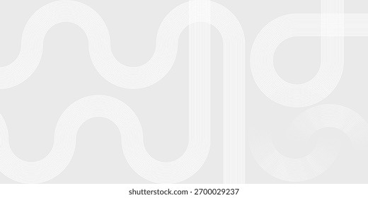 Grey abstract background with white circle lines. Geometric stripe line art design. Minimal lines pattern. Modern futuristic concept. Eps10