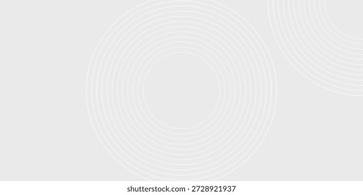Grey abstract background with white circle lines. Geometric stripe line art design. Minimal lines pattern. Modern futuristic concept. Horizontal banner template. Suit for poster, cover, banner, web
