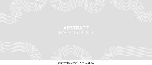 Grey abstract background with white lines. Geometric stripe line art design. Minimal lines pattern. Modern futuristic concept. Horizontal banner template. Suit for poster, cover, banner, web
