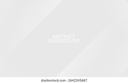 Grauer abstrakter Hintergrund mit weißen Linien. Geometrisches Streifenlinien-Kunstdesign. Minimales Linienmuster. Modernes futuristisches Konzept. Anzug für Präsentation, Cover, Banner, Website, Business