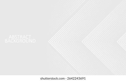 Grey abstract background with white lines. Geometric stripe line art design. Minimal lines pattern. Modern futuristic concept. Suit for presentation, cover, banner, website, business