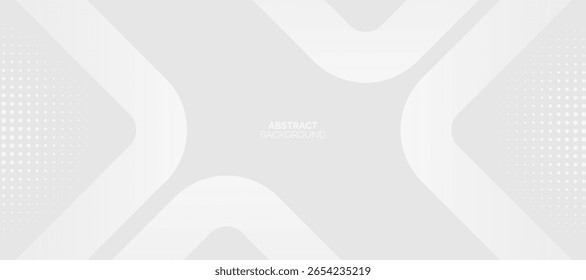 Grey abstract banner background with white geometric shape. Minimal geometric. Modern futuristic graphic design element. Suit for cover, header, business, presentation, website, flyer
